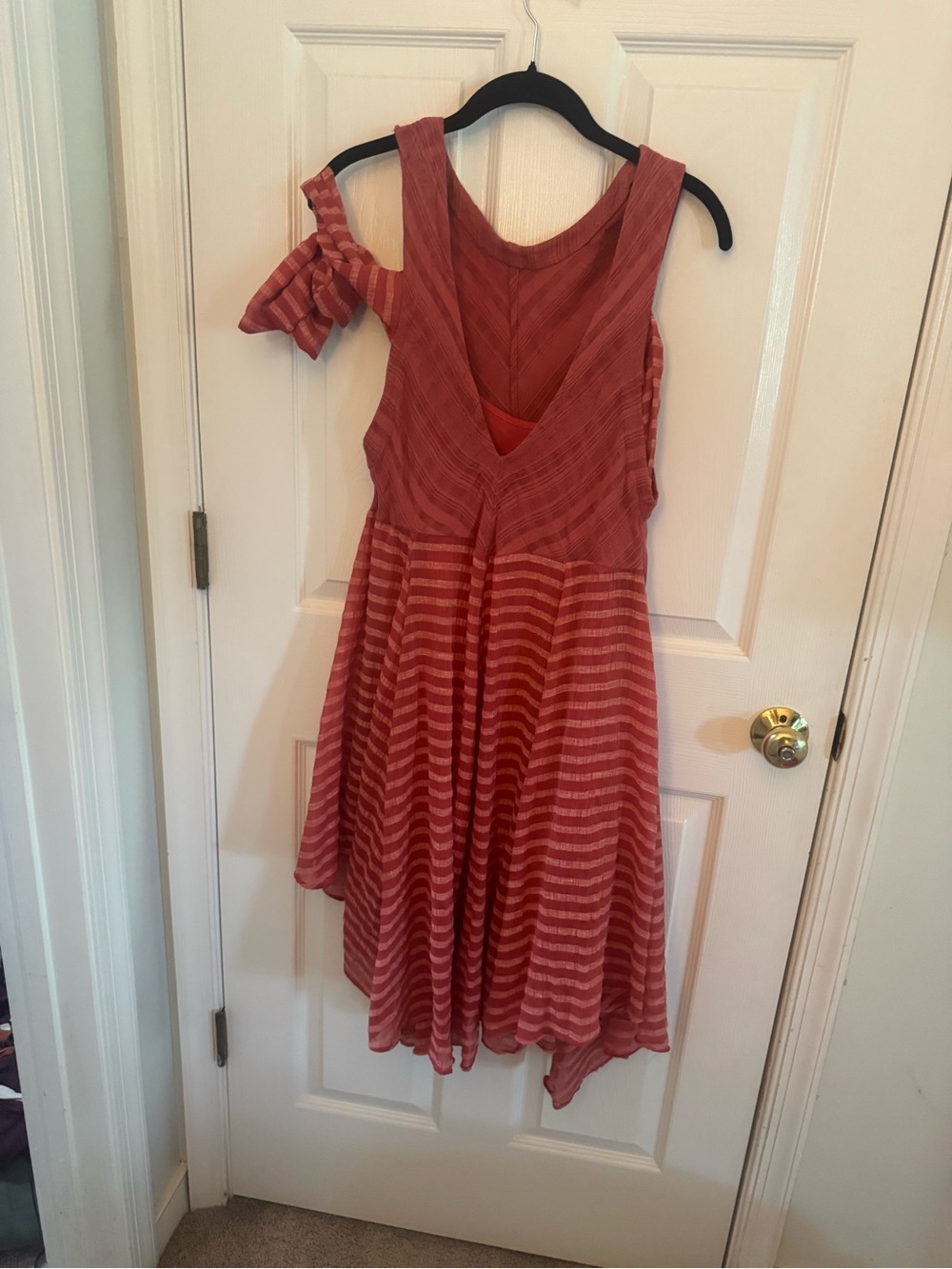 Free People Rust Stripe Sleeveless V‑Neck Midi Dress